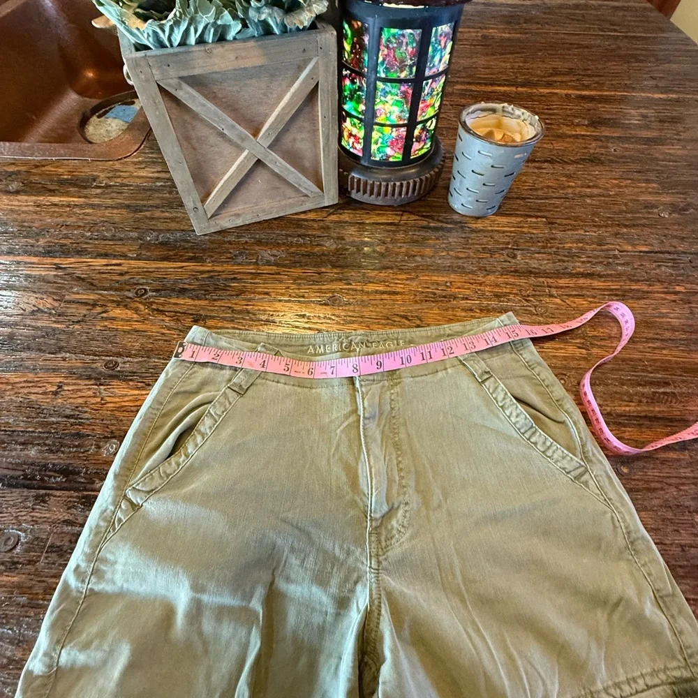 American Eagle AE Green Cargo Wide Leg Pants Stretch 6 - Picture 12 of 16